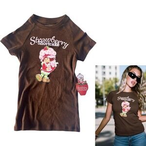 🍓 NWT Strawberry Shortcake Y2K Baby Tee - Brown 🍰